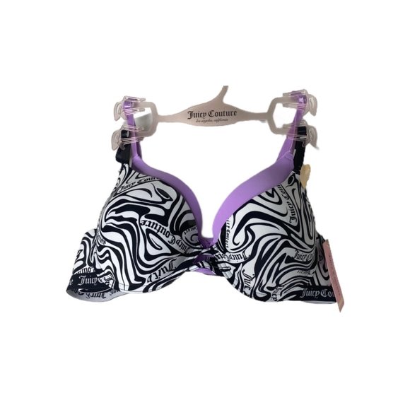 Juicy couture women's sleek and smooth black & white / lavender color 2 bra set - Picture 1 of 8